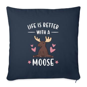 Elk la vie est meilleure avec un orignal - Housse de coussin décorative 45 x 45 cm - bleu marine - Devant