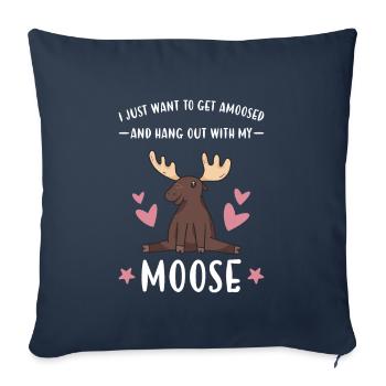 Elk, je veux juste sortir avec mon orignal - Housse de coussin décorative 45 x 45 cm - bleu marine - Devant
