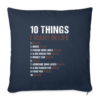 Elk 5 choses que je veux dans la vie Moose - Housse de coussin décorative 45 x 45 cm - bleu marine - Devant