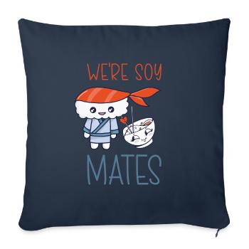 Kawaii Japanese Food Salmon Salmon Sushi Roll - Sofa pillowcase 17,3'' x 17,3'' (45 x 45 cm) - navy - Front