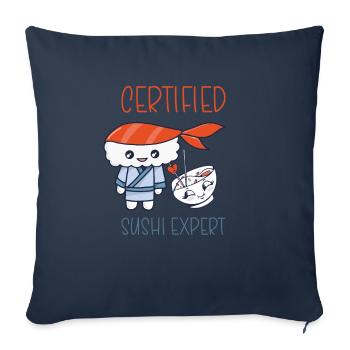 Kawaii Japanese Food Salmon Salmon Sushi Roll - Sofa pillowcase 17,3'' x 17,3'' (45 x 45 cm) - navy - Front