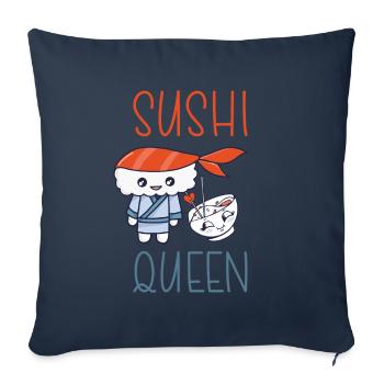 Kawaii Japanese Food Salmon Salmon Sushi Roll - Sofa pillowcase 17,3'' x 17,3'' (45 x 45 cm) - navy - Front