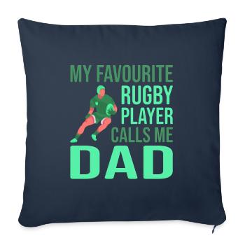 Joueur de rugby Fête des pères Rugby Cadeau Rugby Entraîneur de rugby - Housse de coussin décorative 45 x 45 cm - bleu marine - Devant
