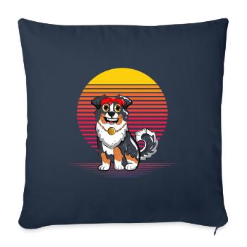 Australian Shepherd Vapor - Sofa pillowcase 17,3'' x 17,3'' (45 x 45 cm) - navy - Front