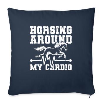 Électrocardiogramme équestre pour chevaux - Housse de coussin décorative 45 x 45 cm - bleu marine - Devant