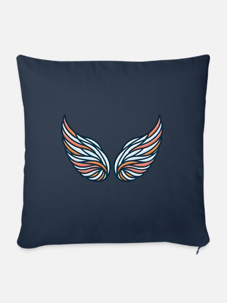 Kunstvolle Flügel-Muster Illustration - Sofakissenbezug 45 x 45 cm - Navy