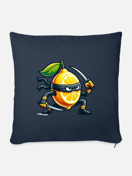 Zitrone Ninja Mit Samurai-Schwert - Sofakissenbezug 45 x 45 cm - Navy