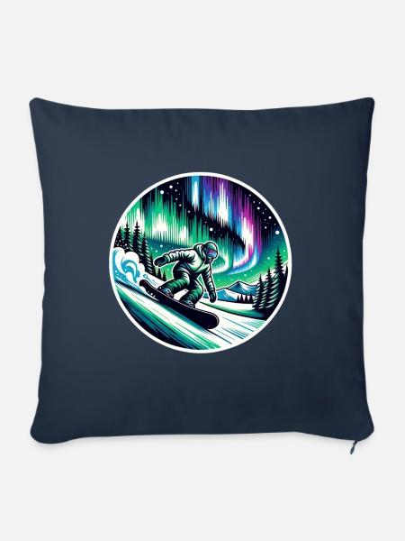Snowboarden Unter Polarlichtern - Sofakissenbezug 45 x 45 cm - Navy