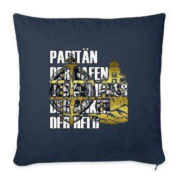 Papitän Motiv Retro Anker Leuchtturm Schiff - Sofakissenbezug 45 x 45 cm - Navy - Vorne