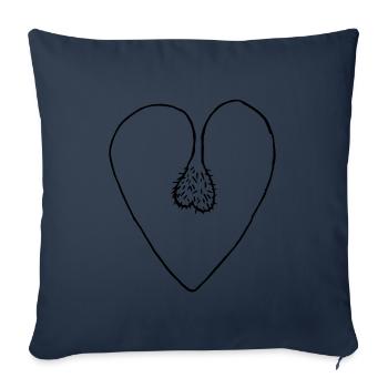Coeur oeufs testicule scrotum drôle - Housse de coussin décorative 45 x 45 cm - bleu marine - Devant