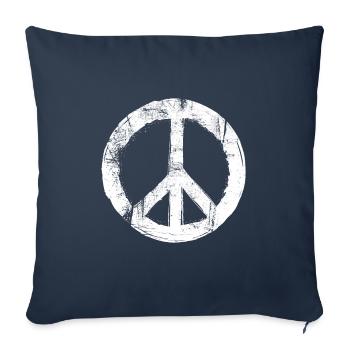 Rétro Design Signe de paix Signe de paix - Housse de coussin décorative 45 x 45 cm - bleu marine - Devant
