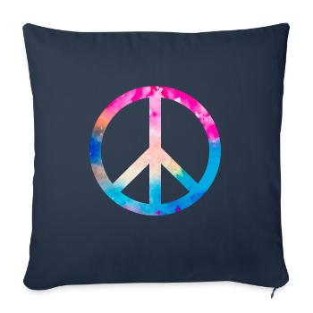 Rétro Design Signe de paix Signe de paix - Housse de coussin décorative 45 x 45 cm - bleu marine - Devant