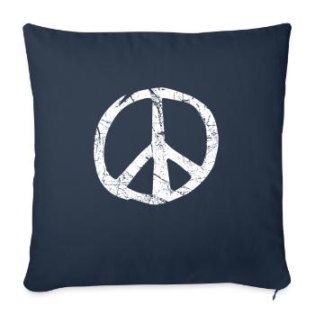 Rétro Vintage Design Signe de Paix Signe de Paix - Housse de coussin décorative 45 x 45 cm - bleu marine - Devant