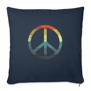 Rétro Vintage Design Signe de Paix Signe de Paix - Housse de coussin décorative 45 x 45 cm - bleu marine - Devant