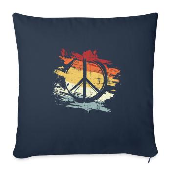Rétro Vintage Design Signe de Paix Signe de Paix - Housse de coussin décorative 45 x 45 cm - bleu marine - Devant