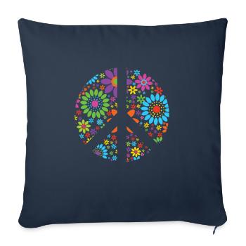 Retro Flowers Design Signe de paix Signe de paix - Housse de coussin décorative 45 x 45 cm - bleu marine - Devant