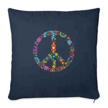 Retro Flowers Design Signe de paix Signe de paix - Housse de coussin décorative 45 x 45 cm - bleu marine - Devant