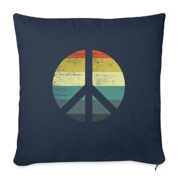 Rétro Vintage Design Signe de Paix Signe de Paix - Housse de coussin décorative 45 x 45 cm - bleu marine - Devant