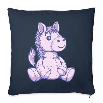 Cheval animal en peluche mignon - Housse de coussin décorative 45 x 45 cm - bleu marine - Devant