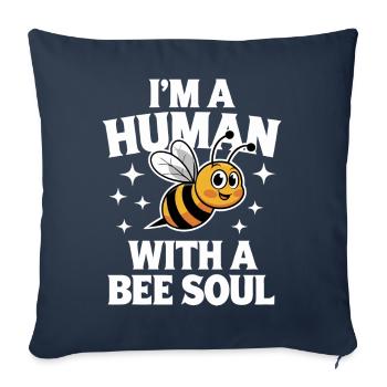 abeille abeille apicultrice abeille abeille - Housse de coussin décorative 45 x 45 cm - bleu marine - Devant