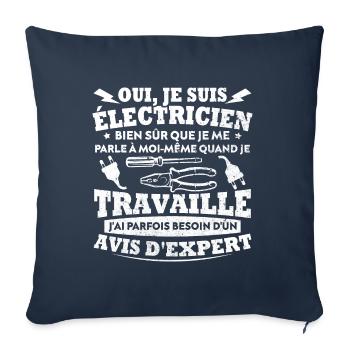 Oui, Je Suis Électricien Humour Cadeau - Housse de coussin décorative 45 x 45 cm - bleu marine - Devant