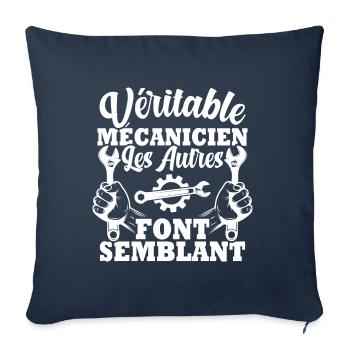 Véritable mécanicien les autres font semblant - Housse de coussin décorative 45 x 45 cm - bleu marine - Devant