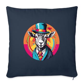 Goat with jacket, bow and hat in color wheel - Sofa pillowcase 17,3'' x 17,3'' (45 x 45 cm) - navy - Front