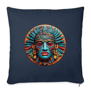 Inka Maske Azteken Maske bunte mystische Maske - Sofakissenbezug 45 x 45 cm - Navy - Vorne