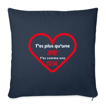 T'es plus qu'une amie cadeau meilleure amie - Housse de coussin décorative 45 x 45 cm - bleu marine - Devant