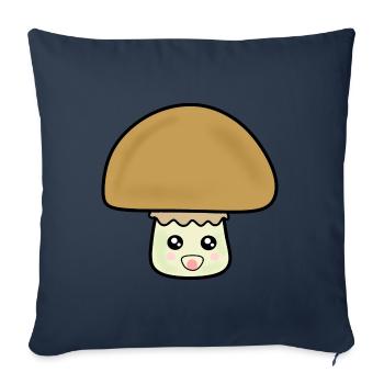 Champignon champignon mignon avec visage - Housse de coussin décorative 45 x 45 cm - bleu marine - Devant