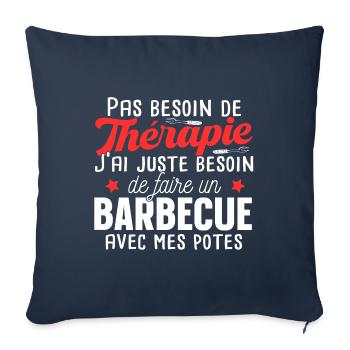 Barbecue Saucisse Viande Humour Grille Cadeau - Housse de coussin décorative 45 x 45 cm - bleu marine - Devant