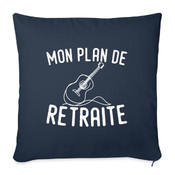 Mon Plan de Retraite la Guitare - Cadeau Guitare - Housse de coussin décorative 45 x 45 cm - bleu marine - Devant