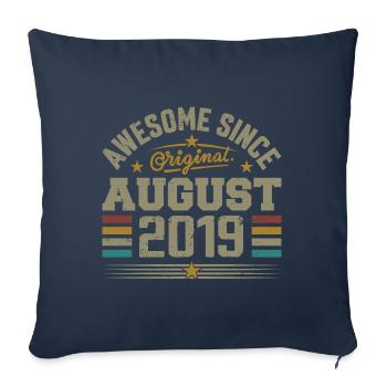 Août 2019 Anniversaire Août 2019 August 2019 Rétro - Housse de coussin décorative 45 x 45 cm - bleu marine - Devant