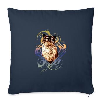 Chat mignon avec la gueule de bois de grands yeux - Housse de coussin décorative 45 x 45 cm - bleu marine - Devant
