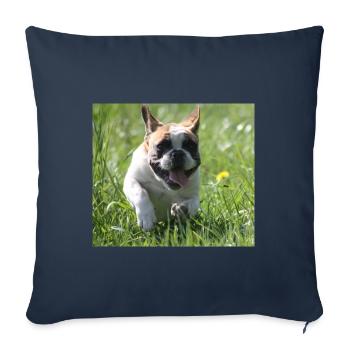 Allez Bully Go Français Bulldog - Housse de coussin décorative 45 x 45 cm - bleu marine - Devant