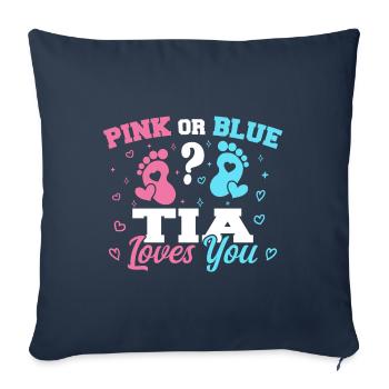 Pink Or Blue Tia Loves You - Tia Aunt - Housse de coussin décorative 45 x 45 cm - bleu marine - Devant