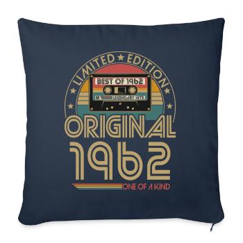 Né 1962 Vintage Rétro Anniversaire - Housse de coussin décorative 45 x 45 cm - bleu marine - Devant