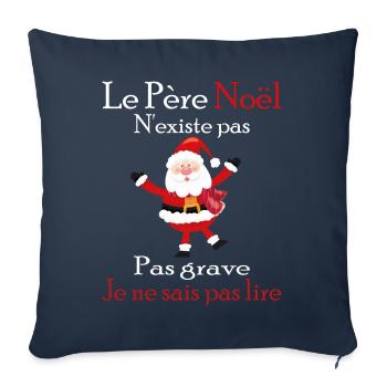 Le Père Noël N'existe Pas - Housse de coussin décorative 45 x 45 cm - bleu marine - Devant