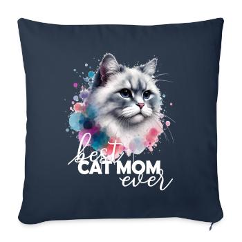 Meilleur Chat Maman Chat Dicton - Housse de coussin décorative 45 x 45 cm - bleu marine - Devant