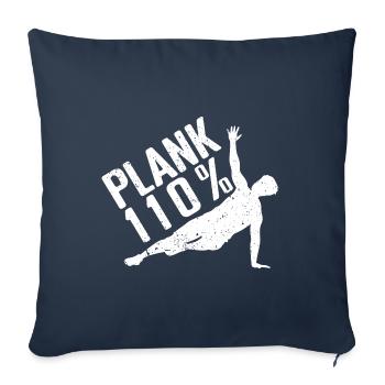 Gym Junkies Plank 110% Gymnastique Suédoise Fitness - Housse de coussin décorative 45 x 45 cm - bleu marine - Devant