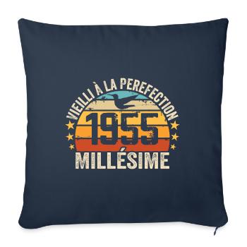 Millésime 1955 Cadeau D’anniversaire Rétro 1955 - Housse de coussin décorative 45 x 45 cm - bleu marine - Devant