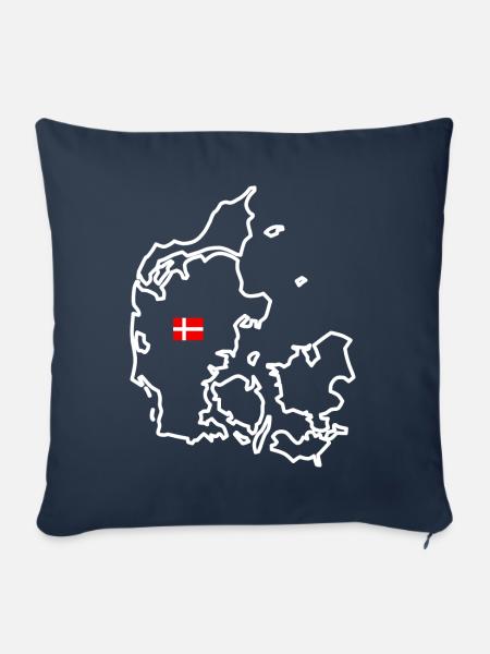 Dänemark - Kontur (weiß) - Sofakissenbezug 45 x 45 cm - Navy