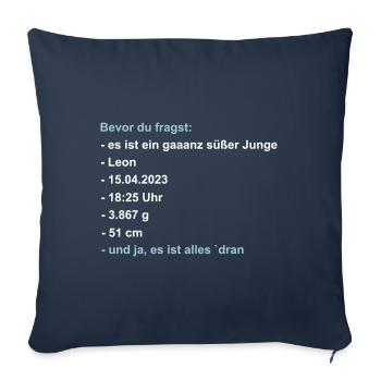 Bevor du fragst: es ist ein Junge - Sofakissenbezug 45 x 45 cm - Navy - Vorne