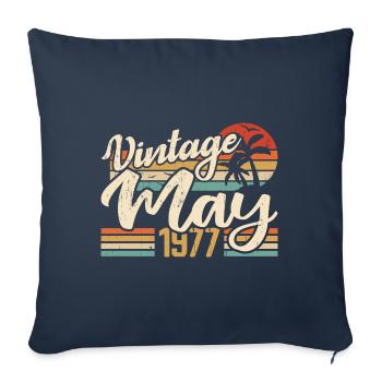Anniversaire Vintage Mai 1977 Né(e) en Mai 1977 - Housse de coussin décorative 45 x 45 cm - bleu marine - Devant