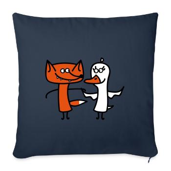 Renard et oie (b) - Housse de coussin décorative 45 x 45 cm - bleu marine - Devant