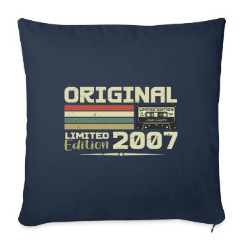 Rétro 2007 Cadeau Anniversaire Né en 2007 Original - Housse de coussin décorative 45 x 45 cm - bleu marine - Devant