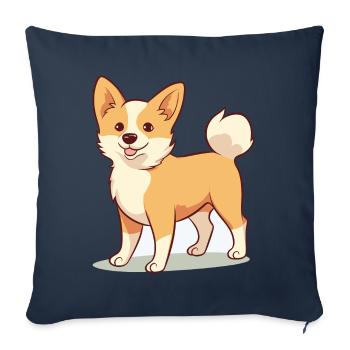 Conception de chien mignon pour les propriétaires de chiens - Housse de coussin décorative 45 x 45 cm - bleu marine - Devant