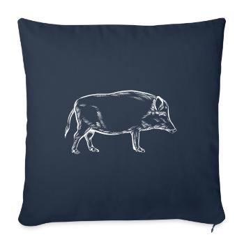 Sanglier - Sanglier - Chasse - Chasseur - Housse de coussin décorative 45 x 45 cm - bleu marine - Devant