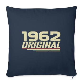 Né en 1962 Vintage 1962 Anniversaire Rétro 1962 - Housse de coussin décorative 45 x 45 cm - bleu marine - Devant