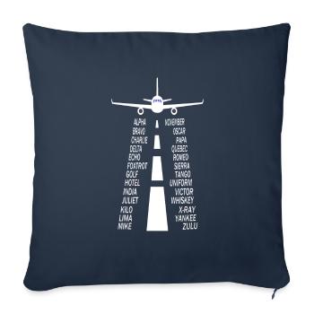 Pilot alphabet airplane - Sofa pillowcase 17,3'' x 17,3'' (45 x 45 cm) - navy - Front